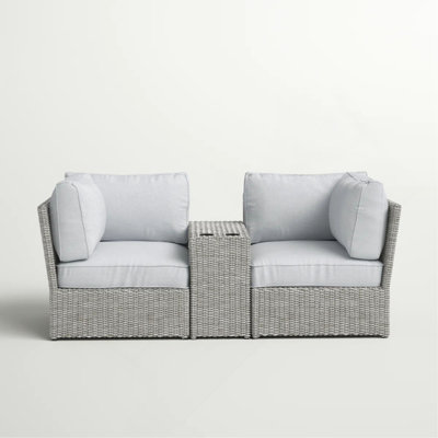 Fully Assembled 2-Person Wicker Patio Sofa Seating Group With Cushions