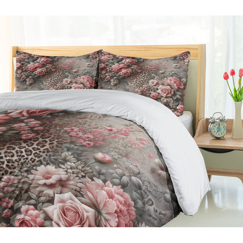 Leopard Print Duvet Cover, Queen Duvet Cover + 2 Standard Shams