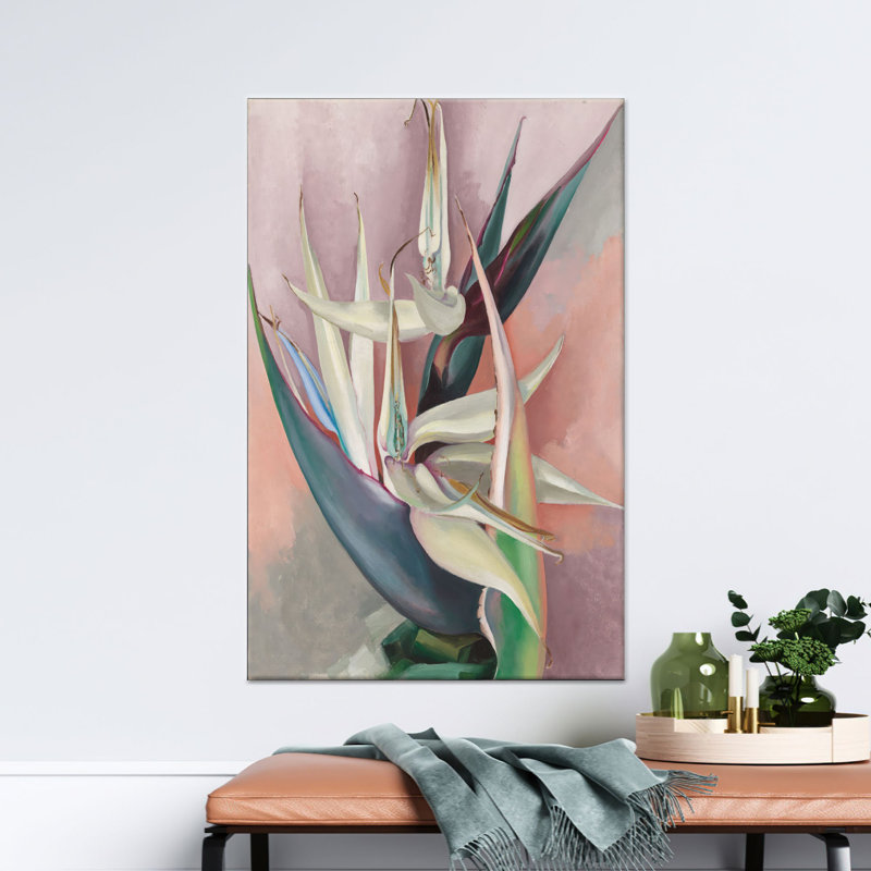 Printed Canvas: Abstract Bird-of-Paradise Floral Art,1P BlackFramedCanvas, H: 102.4 x W:63.1 inches