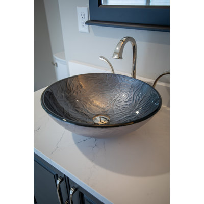 Lavabo de salle de bain vasque circulaire en verre peint à la main