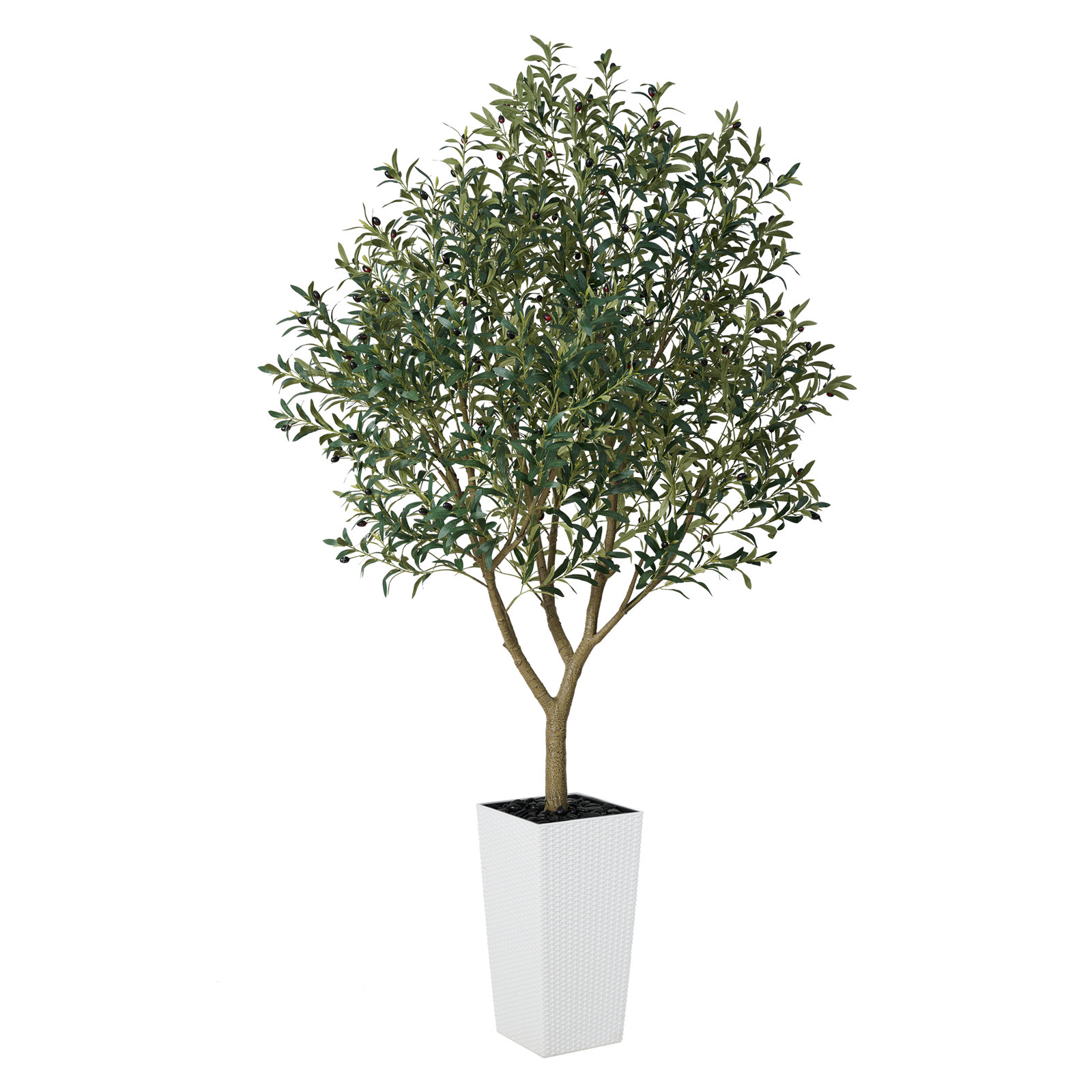 Altera Olive Tree in Decorative Vase, White, 96" H x 32" W x 32" D