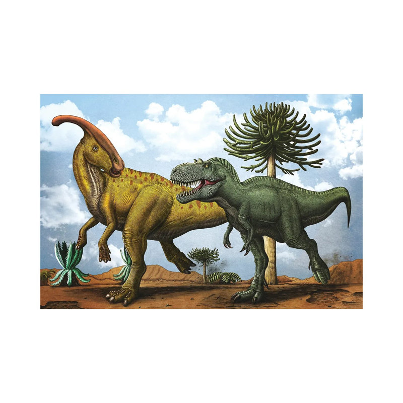 Gorgosaurus Dinosaur Chasing After a Parasaurolophus 1 Piece Wrapped Canvas Wall Art, 66.04 cm H x 45.72 cm W
