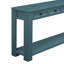 Console élégante en bois massif, fini bleu foncé, idéale pour une entrée. Elle offre des options de rangement.