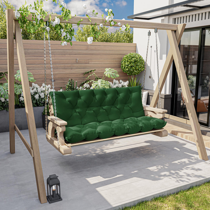 Outdoor Waterproof Cushion For Swing Chair Garden Bench, Green, 47" W x 40" D