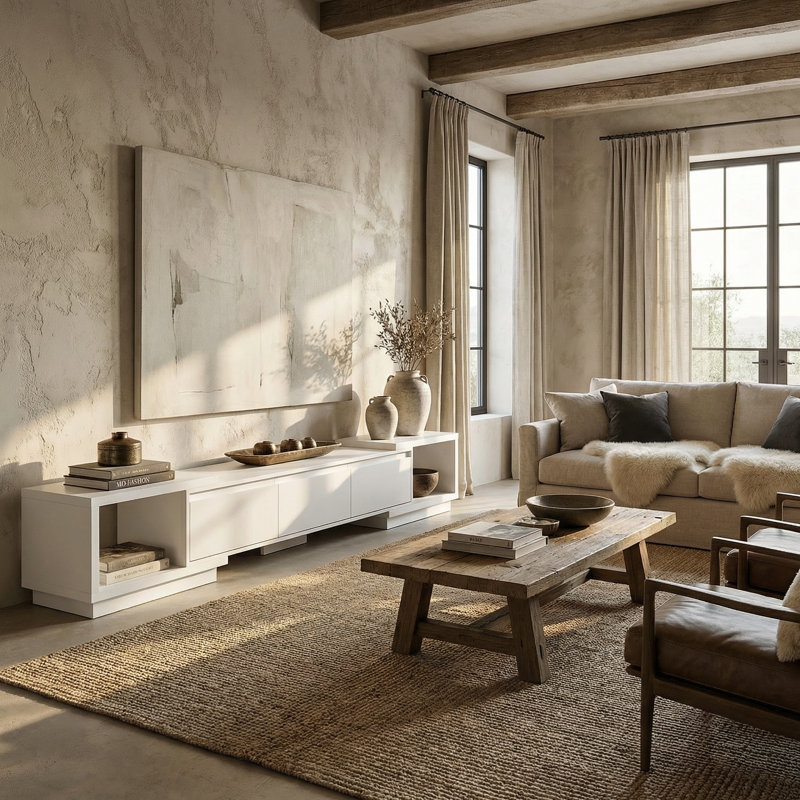 Basharat  Extendable TV Stand for TVs up to 88", White