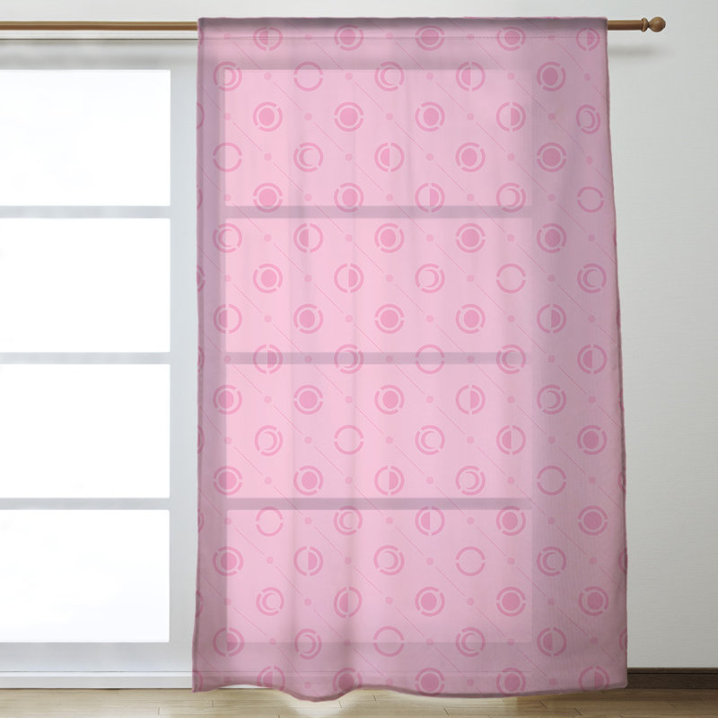 Panneau de rideau simple diaphane avec passe-tringle classique Moon phases, Rose clair