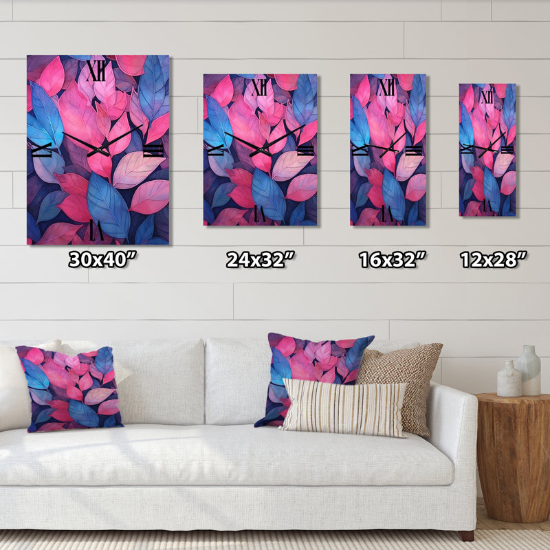 Horloge murale surdimensionnée rose et bleu Harmony III, Petit
