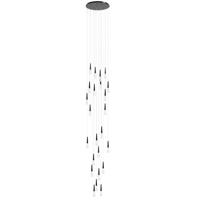 Avalon Crystal Cascade 25-Light LED Chandelier in Gun Metal