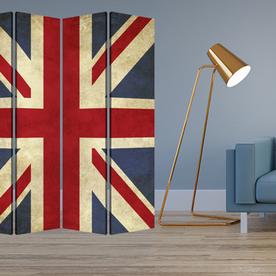 Fatjona 84 X 84 Multi Color Wood Canvas Union Jack Screen