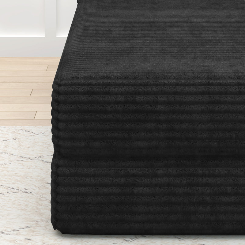 Canapé modulaire en L 28,25 po Boneless, Tissu noir, Orienté à gauche (vu de face)