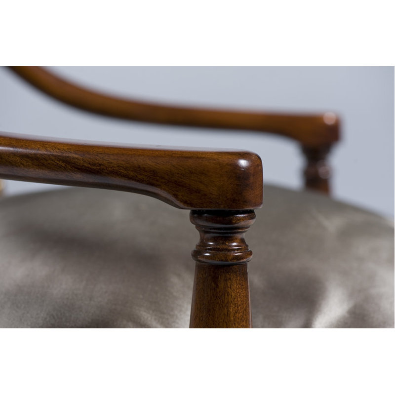 Sheraton's Solid Wood Arm Chair, Brown, Barley Houndstooth