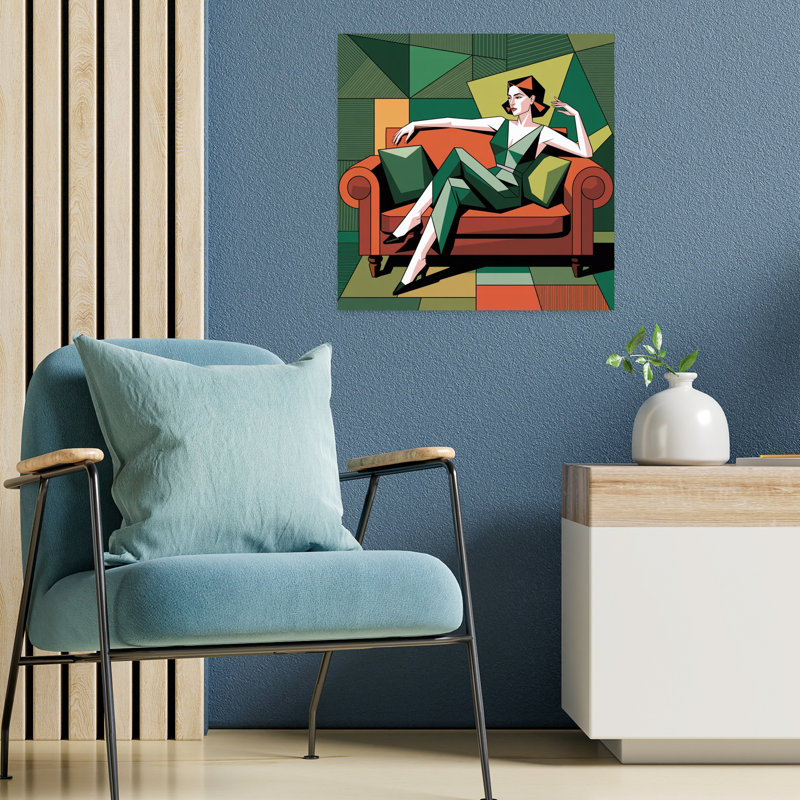 Art contemporain, art abstrait rétro, H 18 po x l 18 po