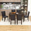 Ensemble de table de salle à manger 7 pièces, table de salle à manger rectangulaire en bois avec 6 chaises rembourrées en polyuréthane