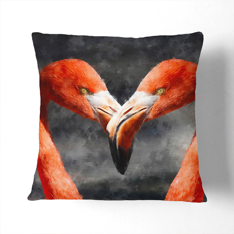 Pink Flamingo Vol.3 Painting Square Throw Cushion, 40cm H x 40cm W x 15cm D
