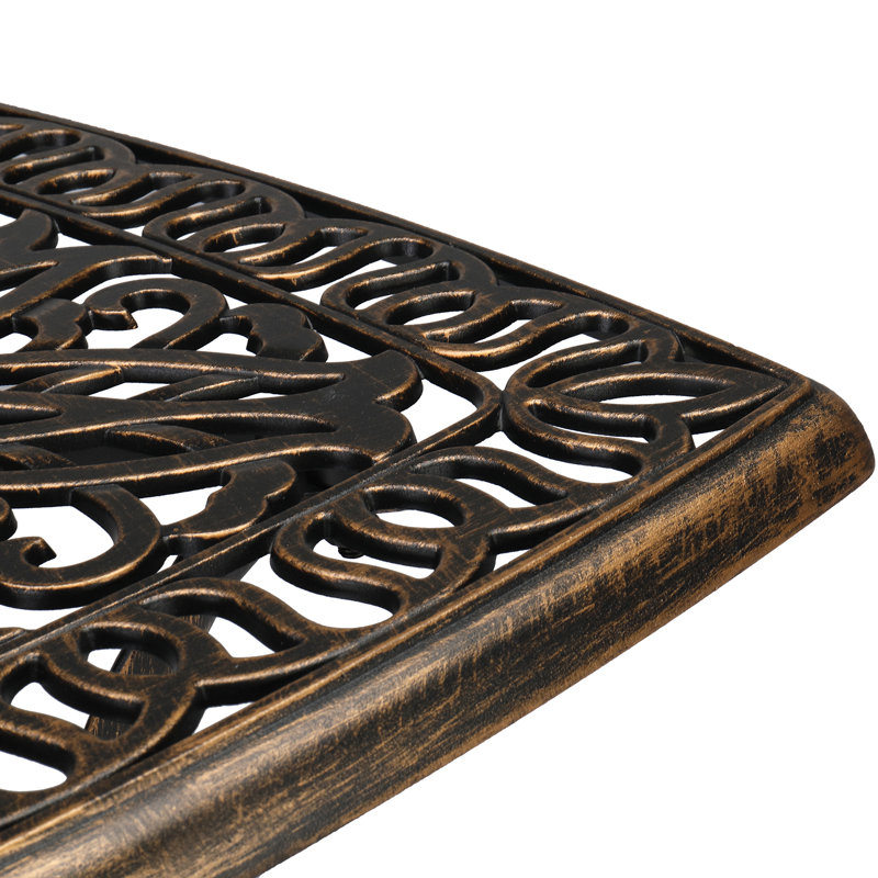 Rivka Square Metal Outdoor Side Table With Umbrella Hole , 21'' in. W 21'' in. D, Dark Bronze
