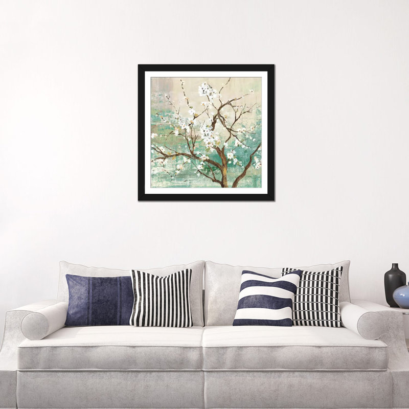 «Kyoto I», reproduction sur toile, H 16 po x l 16 po x P 1 po, Papier beaux-arts encadré noir, Blanc