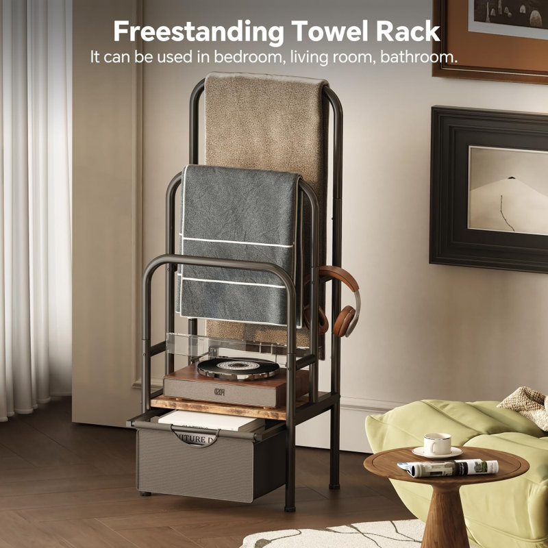 Porte-serviettes autoportant pour salle de bain et porte-couvertures