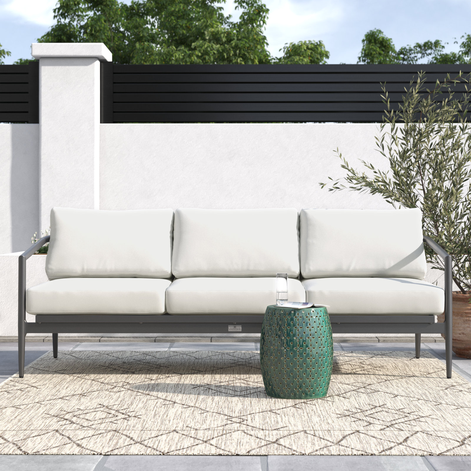 Delaine 83" Sunbrella® Patio Sofa, Canvas Natural Sunbrella® Canvas, Slate
