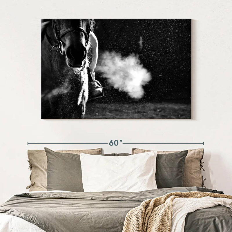 Mehar Horseback Riding BW, 34" H x 51" W