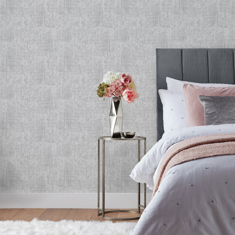  10.5m x 53cm Textured Metallic Finish Wallpaper Roll, Silver