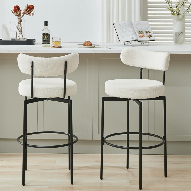 Swivel Bar Stools Set Of 2, White