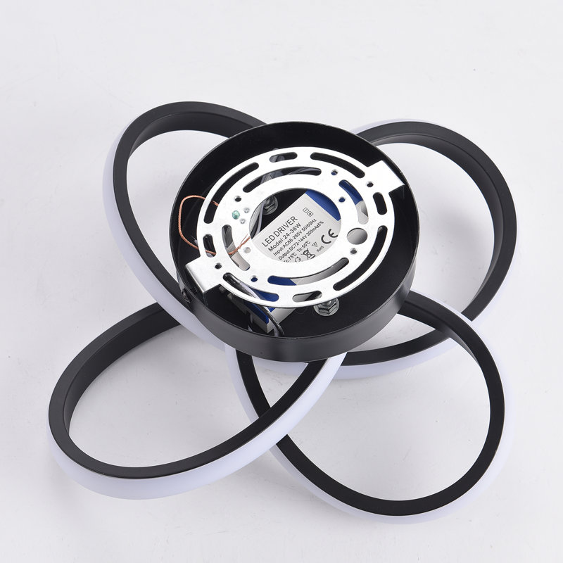 Janyia 1 - Light 31cm Black Geometric LED Flush Mount