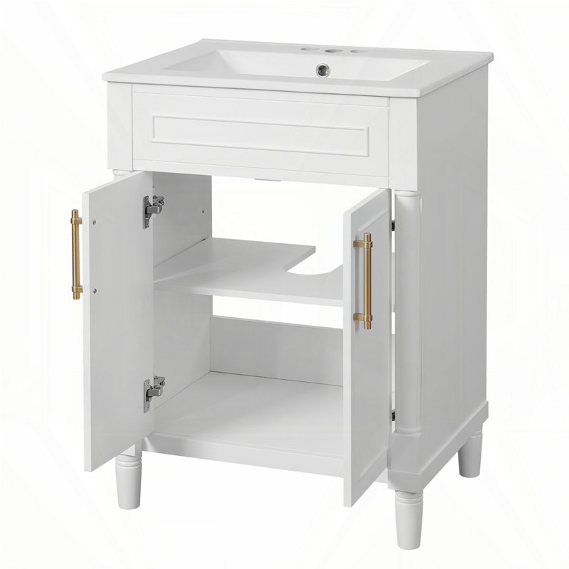 Meuble-lavabo 24 po avec lavabo en céramique, Blanc
