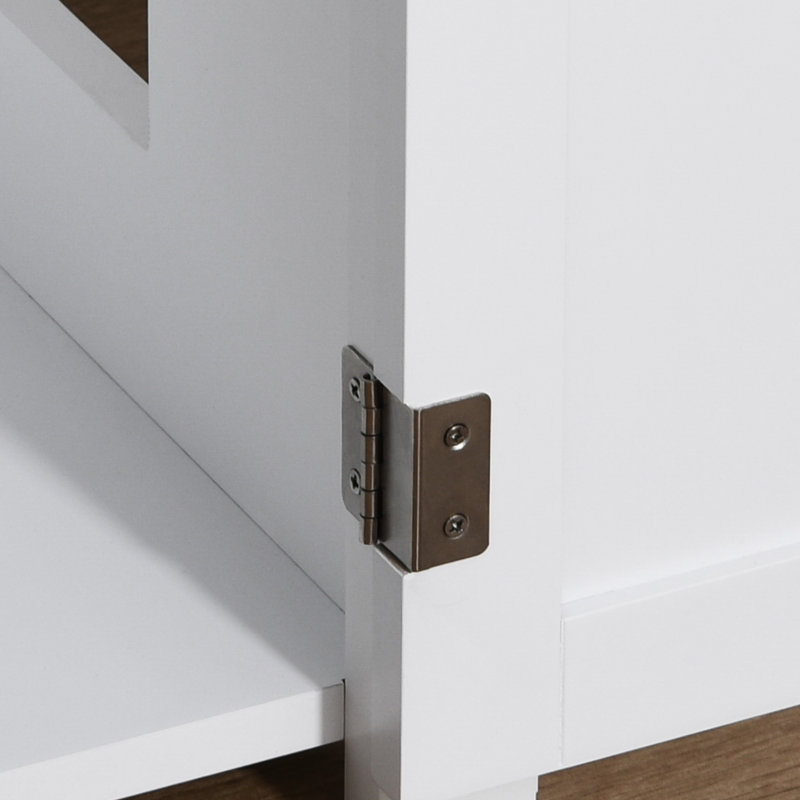 Meuble pour bac à chat blanc avec portes magnétiques et espace de rangement supplémentaire