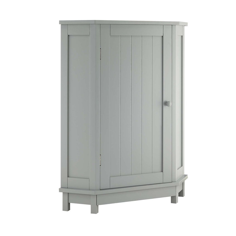 Armoire de salle de bain avec rangement en coin triangulaire avec tablettes réglables, panneau de fibres à densité moyenne moderne pour une utilisation efficace de l'espace
