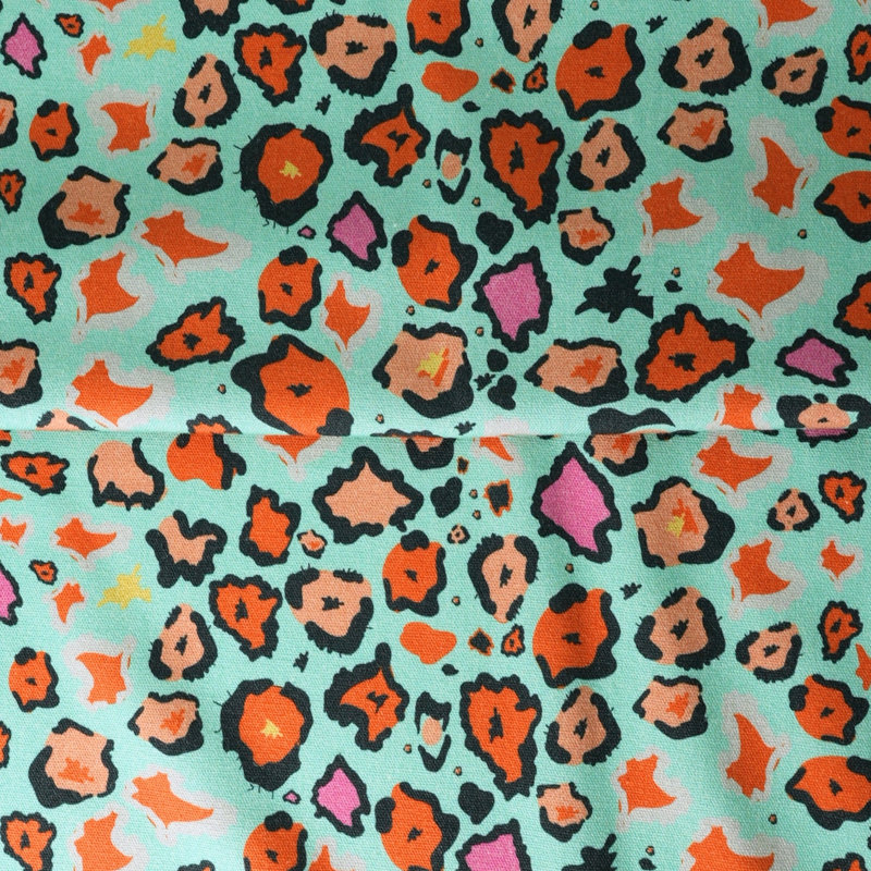 Leopard Lights Linen Fabric, Kingfisher