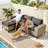 Outdoor Wicker Sectional Sofa Set with Ottoman, Coffee Table, Cushions and Throw - Ideal for Patio Relaxing-1520251373