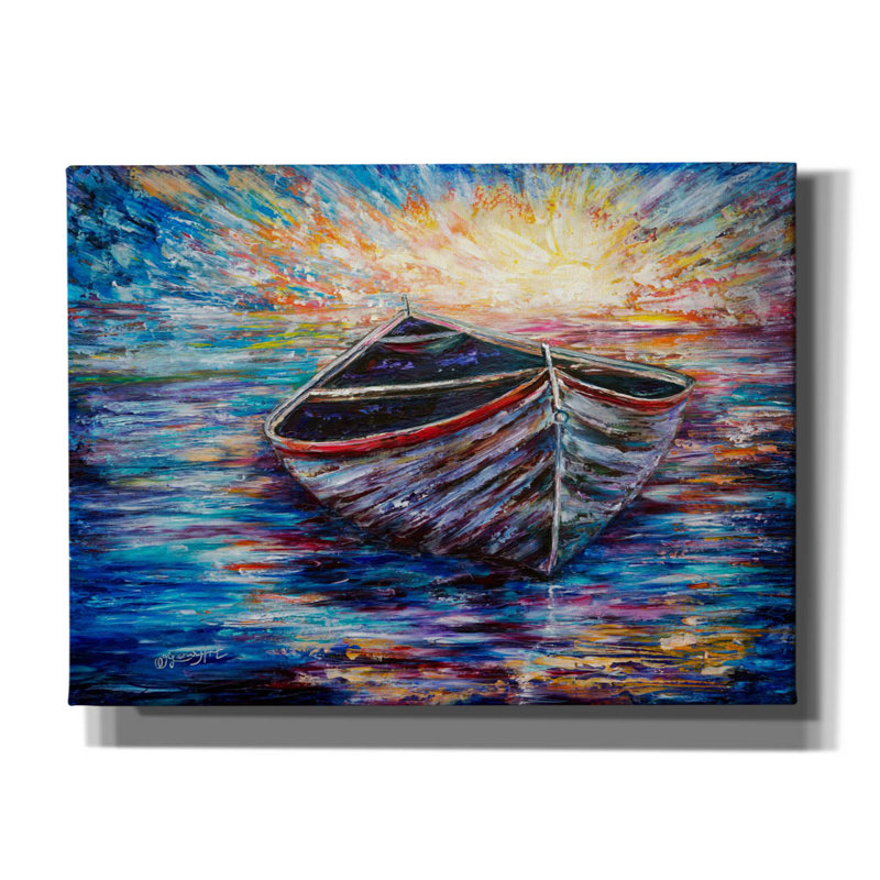 «Bateau en bois au lever du soleil» par Lena Owe