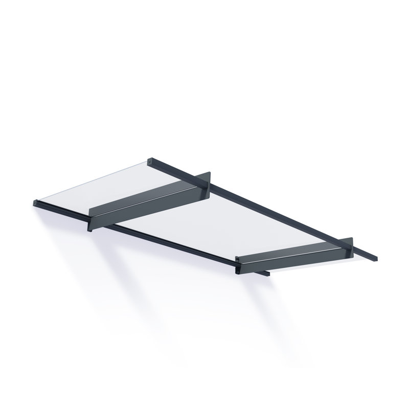 Palram - Canopia Nancy 7' W x 3' D Acrylic Galvanized Steel Slope Stationary Door and Window Awning Gray/Clear