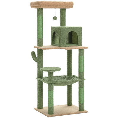 Grand arbre à chat pour chats d'intérieur, tour de chat à plusieurs niveaux avec très grands poteaux à griffer recouverts de sisal, condo confortable et perchoir supérieur