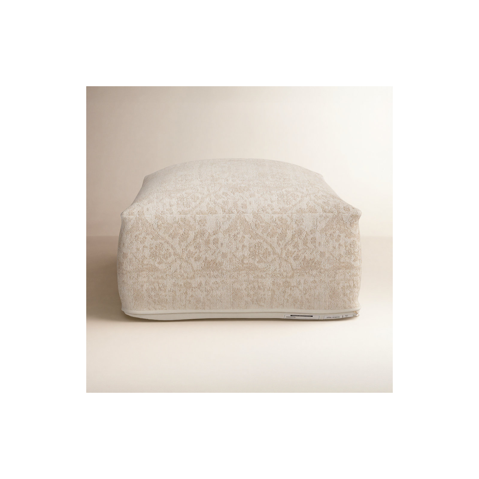 Katya Upholstered Pouf, Cream Polyethylene Terephthalate