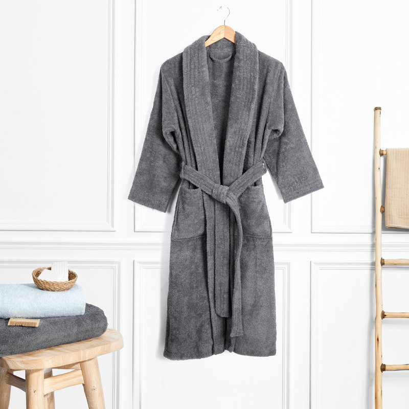 Peignoirs 100% coton turc, robes de chambre légères et absorbantes, M, Gris