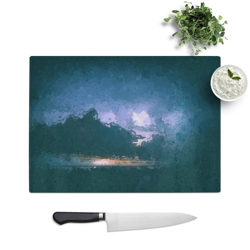 Tempered Glass Storm Clouds Chopping Board, 28.5 cm W x 20 cm L
