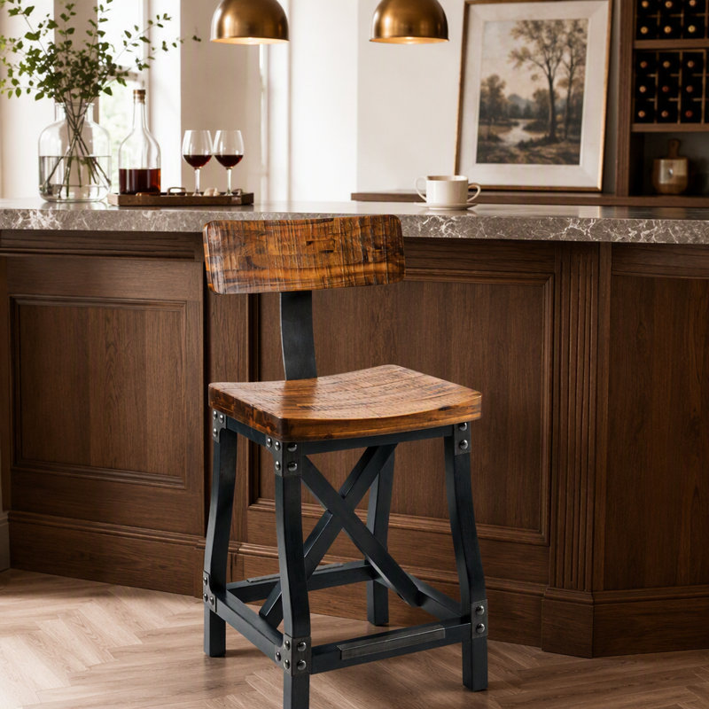 Counter Stool with Back, Brown
