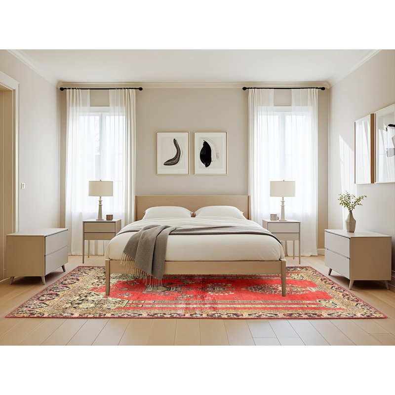 Tapis oriental rouge / vert, Rectangle 5 pi x 8 pi