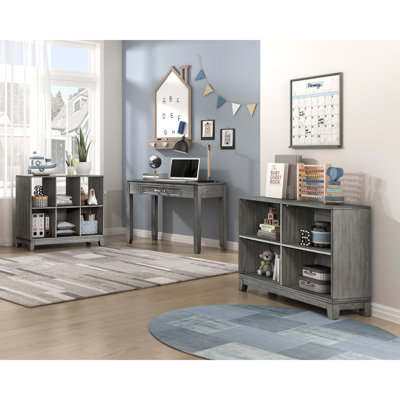 Gray Finish Writing Desk With Drawer Wooden Furniture 1Pc