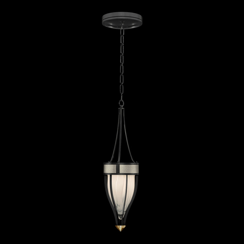 Luminaire suspendu rond l 7,5 po Mirage, Coco, Fer noir standard / laiton
