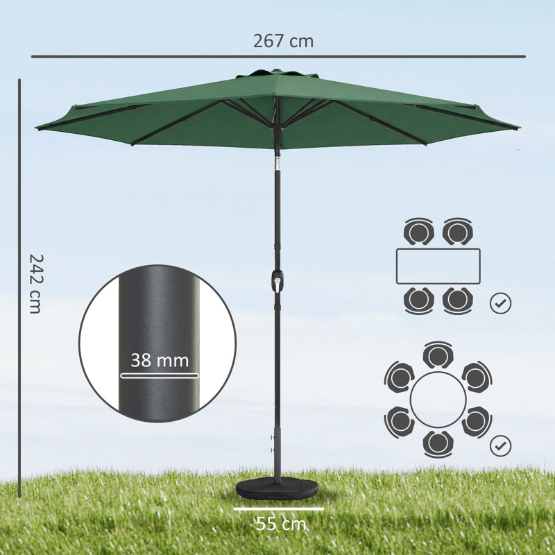 267cm Market Parasol, Green