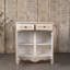 Armoire de salon en bois de style rétro - 2 tiroirs et porte double, brun antique + blanc, décor élégant pour une maison élégante