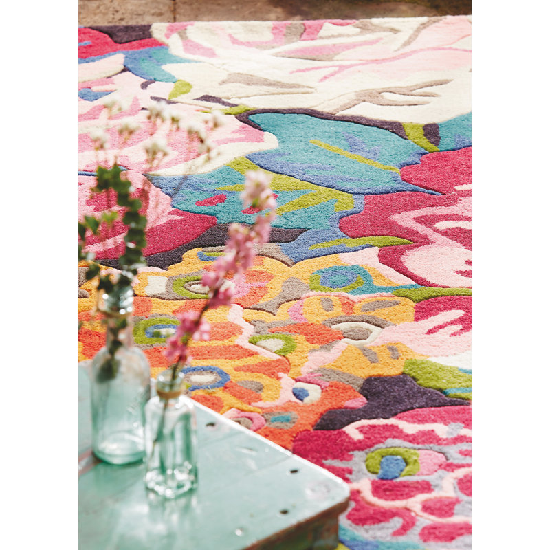 Hand Tufted Wool Floral Area Rug, Rectangle 9' x 12'