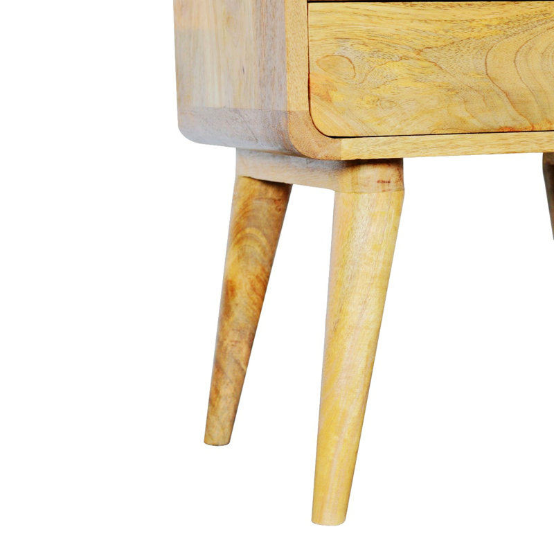 Table de chevet multifonctionnelle avec tiroir de rangement et plateau de table en bois massif Gholam