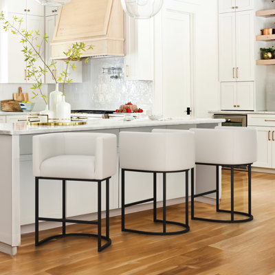 Upholstered Counter Stool with Metal Frame