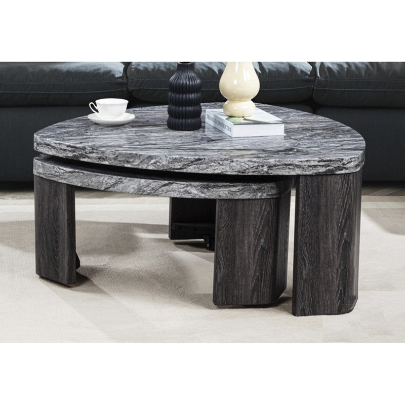 2 pièces, faux marbre, table basse, gris, tables gigognes, divertissant et pratique