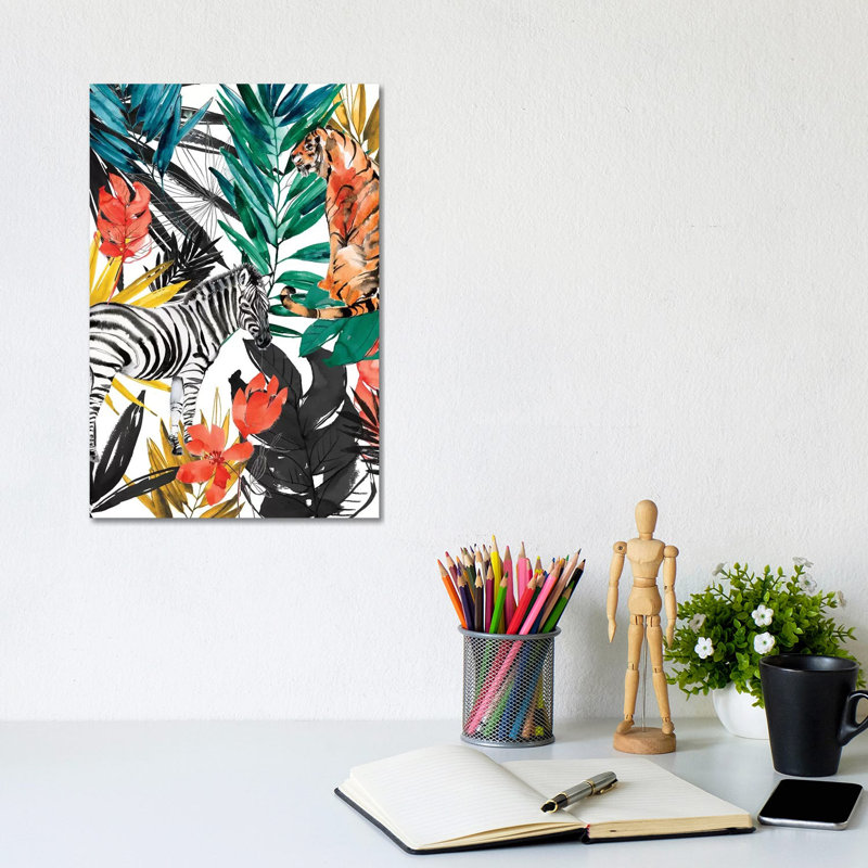 Jungle Life I by Jennifer Goldberger - Wrapped Canvas Painting, 30.48cm H x 20.32cm W x 1.9cm D