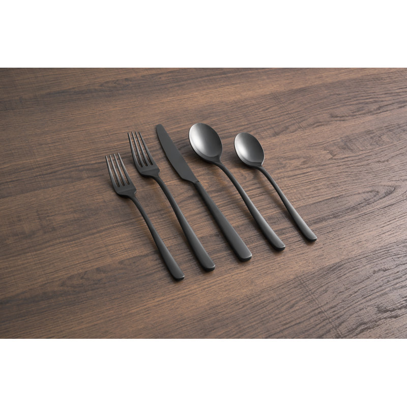  20-Piece Flatware Set, Service For 4, Black