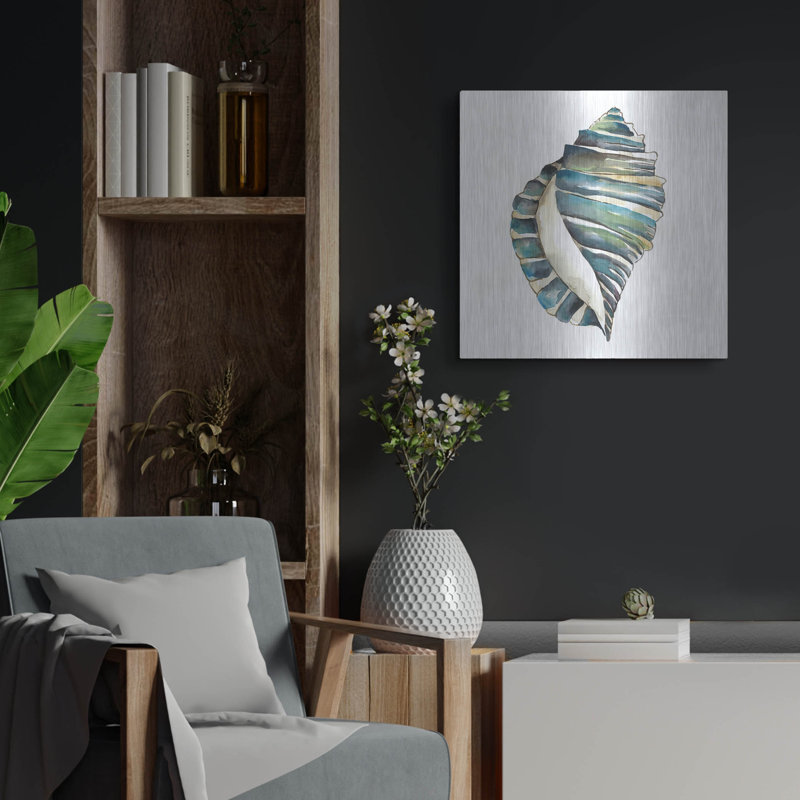«Aquarelle Shells 1» par Chariklia Zarris, art mural en métal, H 24 po x l 24 po